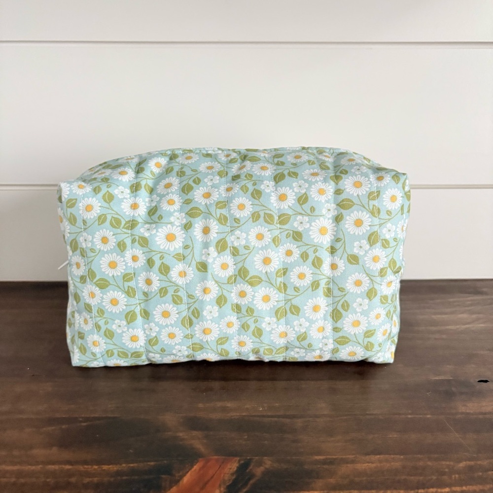 Handmade Flower Print Cosmetic Make Up Bag Sz OS